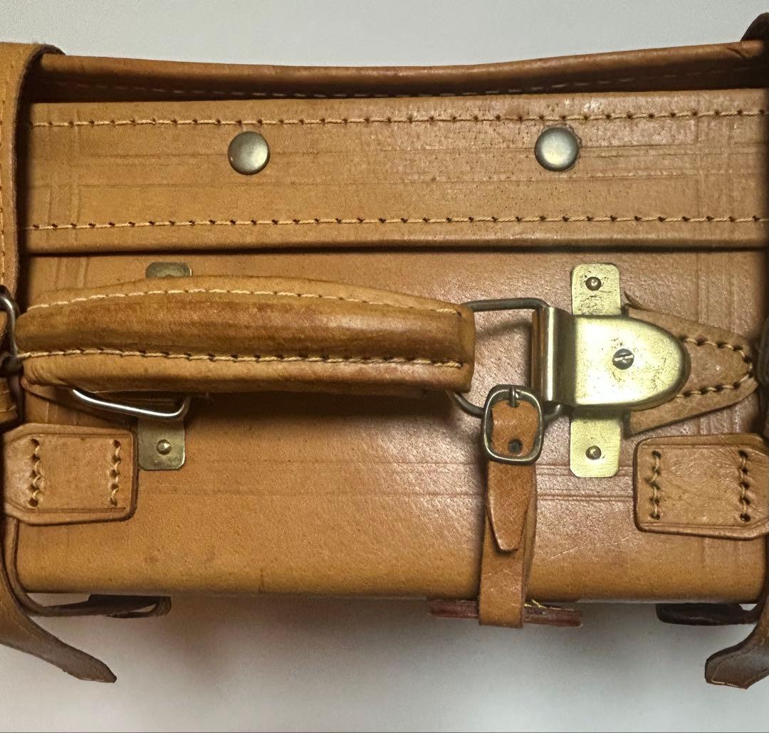 アサヒビール 本革 ミニトランク 旅行バッグ 5KJ98 アンティーク