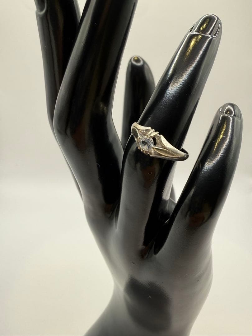 美品　K14WG ジルコニアリング ホワイトゴールド 超音波洗浄器洗浄済み