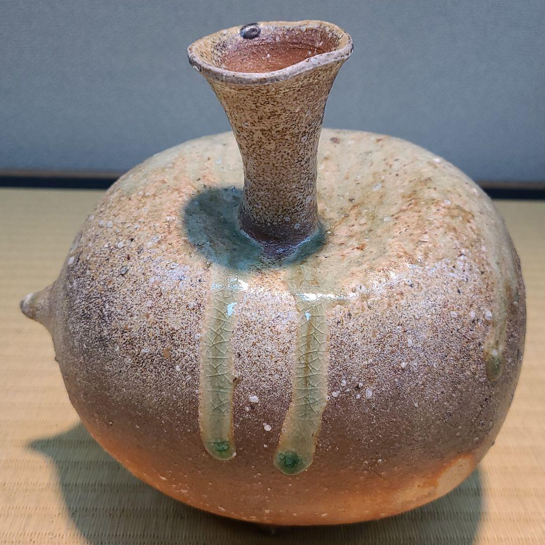 信楽焼 加藤隆彦作 鶴首 高さ6.5寸（約20cm） 共箱 本物保証