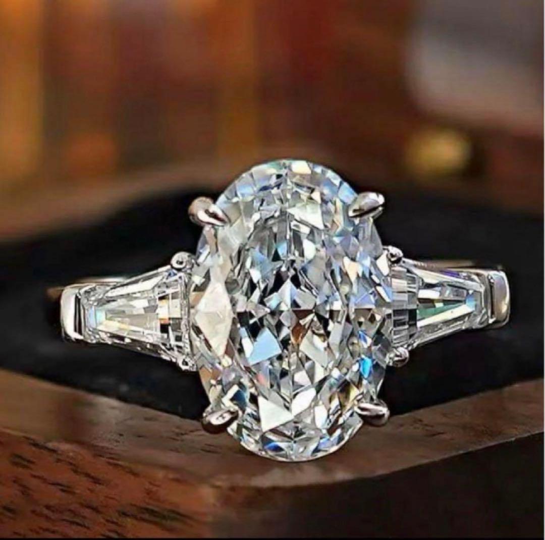 最高級　モアサナイトダイヤ　オーバルカット リング3.5カラット