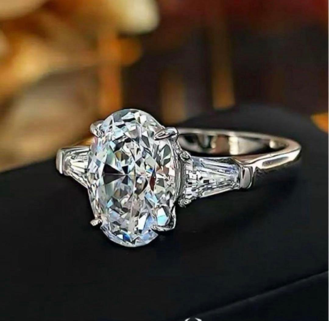 最高級　モアサナイトダイヤ　オーバルカット リング3.5カラット