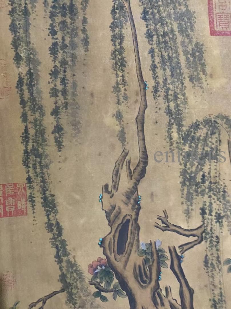 中国古美術 宋代 李迪款 花鳥画 絹布 肉筆 唐物 書道 水墨画 掛け軸 文房