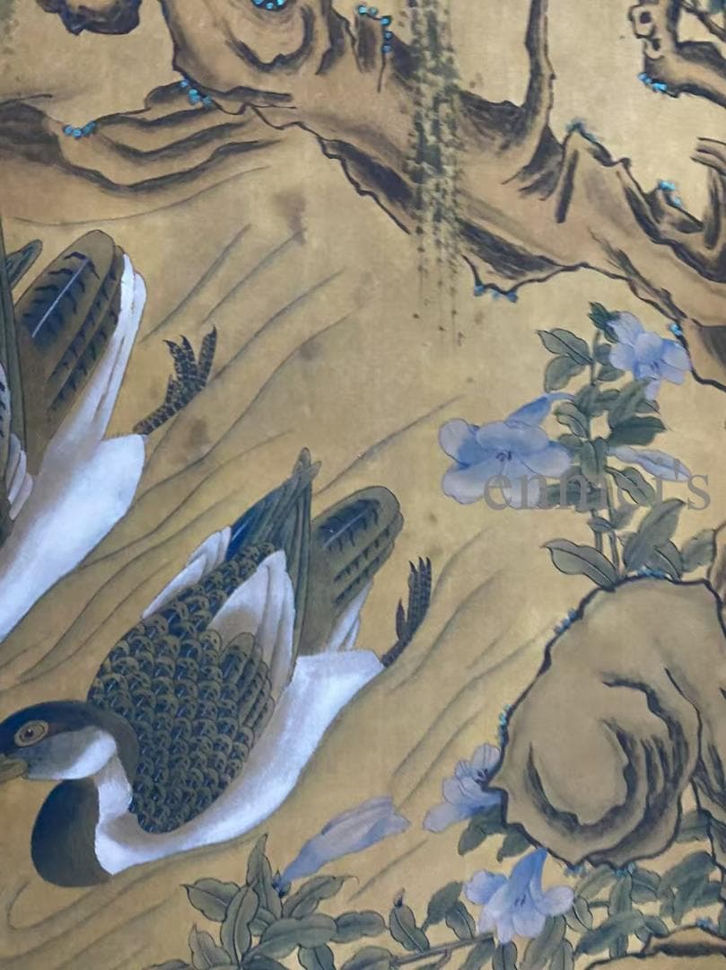 中国古美術 宋代 李迪款 花鳥画 絹布 肉筆 唐物 書道 水墨画 掛け軸 文房