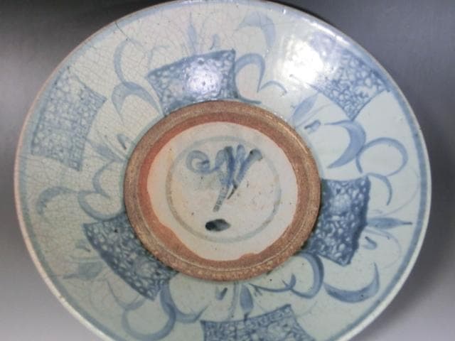 大皿■古伊万里 江戸期 古い染付唐草紋貫入 古美術 時代物 骨董■28.8cm