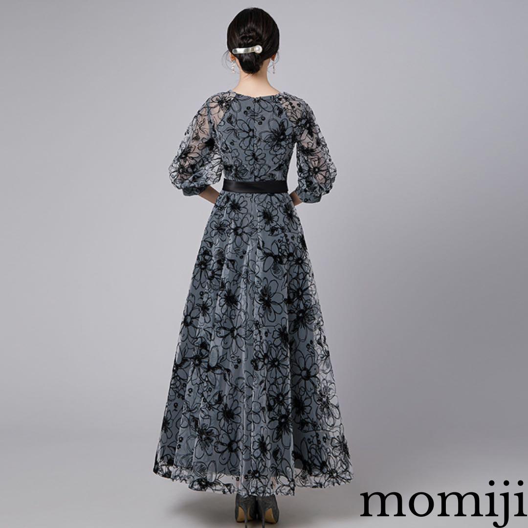 L 新品 ワンピース ドレス レディース ロング 結婚式 レース 花柄