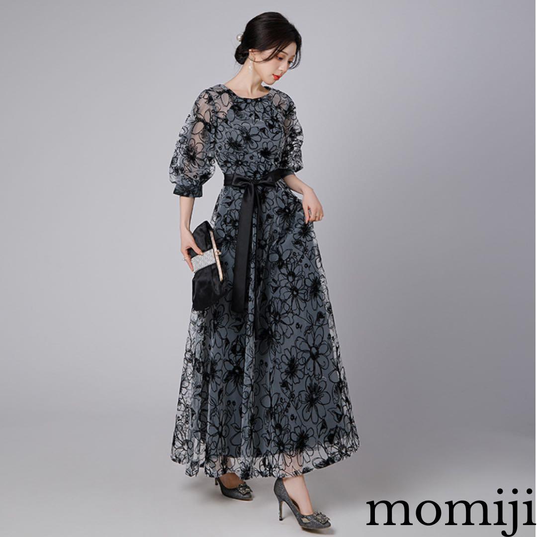 L 新品 ワンピース ドレス レディース ロング 結婚式 レース 花柄