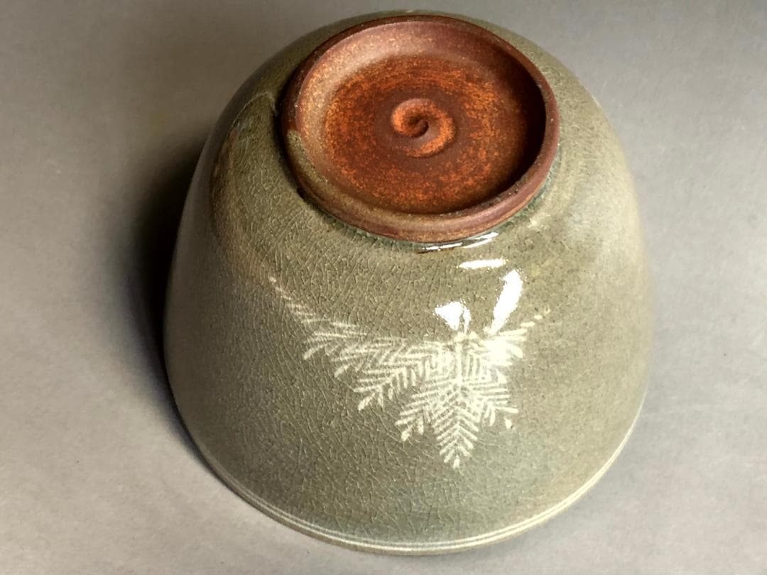 碗■高田焼若松象嵌入数茶碗 抹茶碗 お茶道具 古美術 時代物 骨董品■