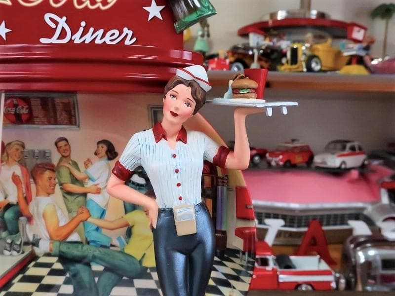 ★コカコーラ アメリカンダイナーウェートレス 50s フィギュア ＆ プレート