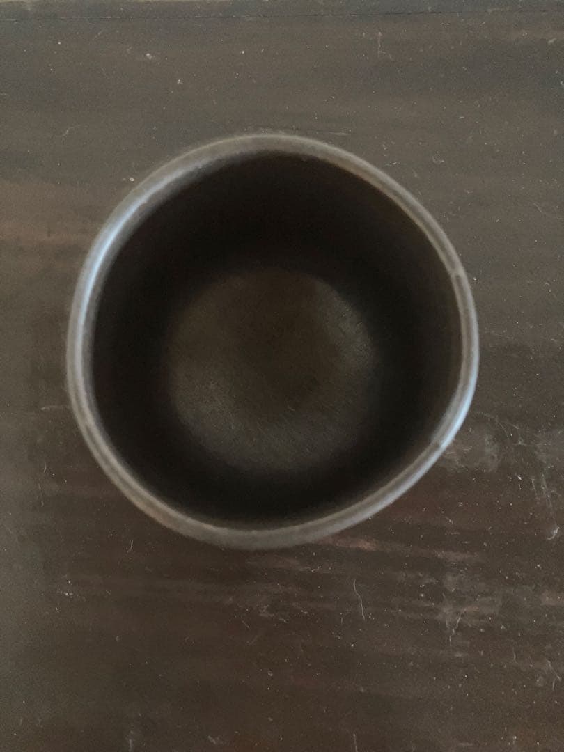 古物 黒織部 筒茶碗 共箱有