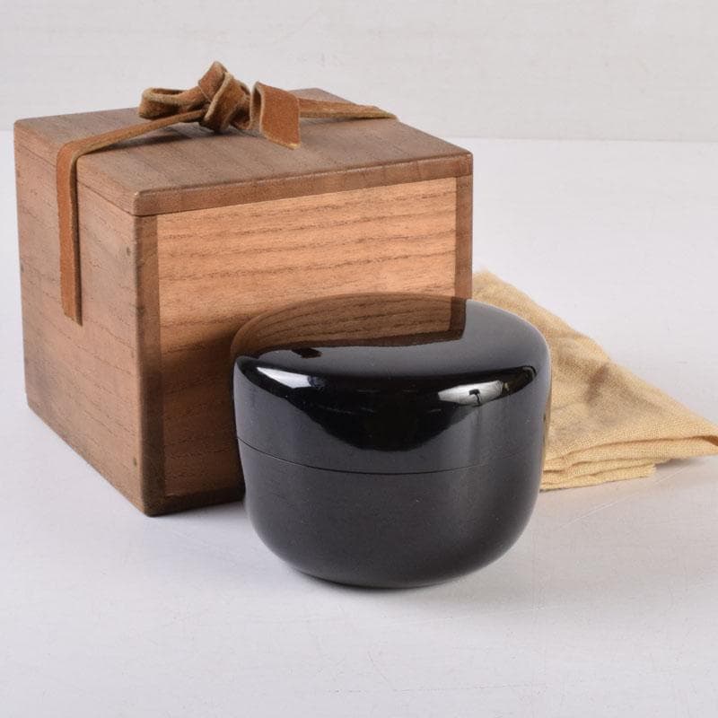 茶道具　黒漆　平棗　伊藤春宗造　共箱　V　8410