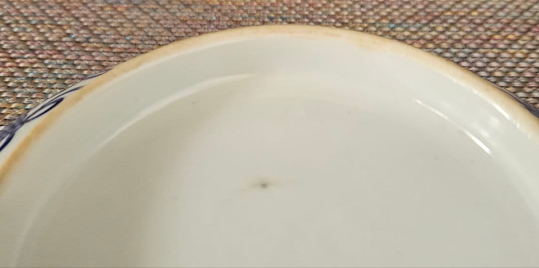 名品❗】 江戸時代後期　後期鍋島　藍鍋島　花に唐草文　径約20.9cm　櫛高台皿