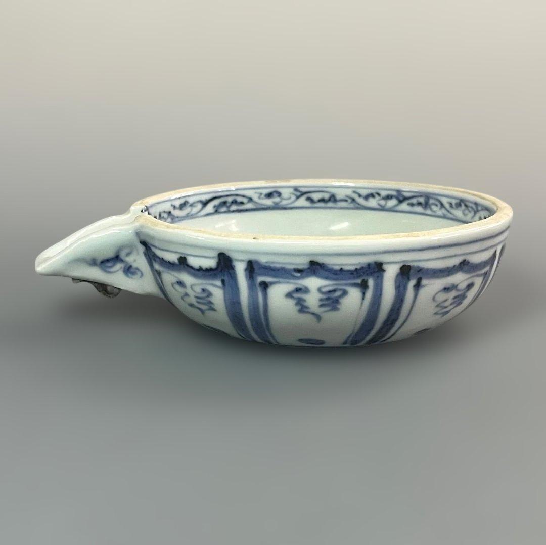 唐物 青花藻魚紋片口水洗 元時代 景徳鎮 染付 中国美術 古玩 SH25