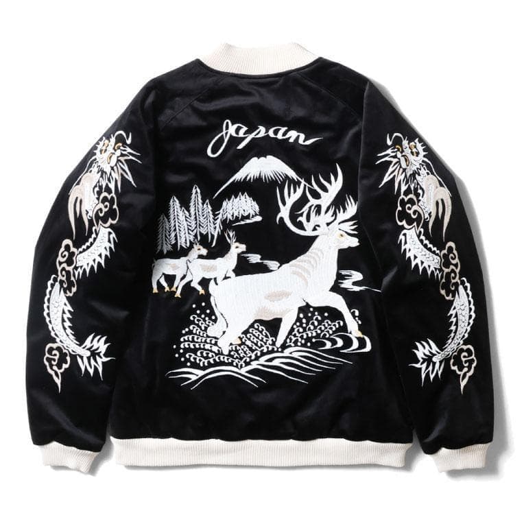 新品＊HOUSTON 別珍 スーベニアジャケット トナカイ柄 ブラック XL