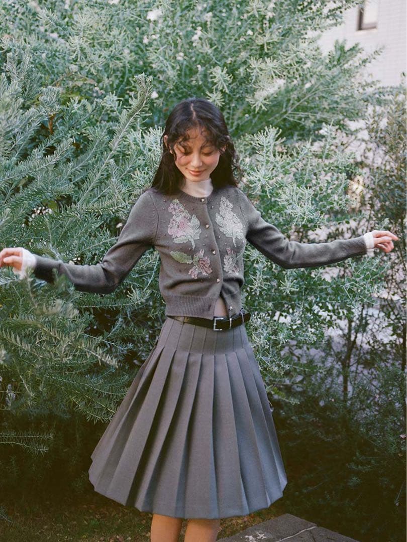 ベルトセットミディプリーツスカート　リリーブラウン　LILY BROWN