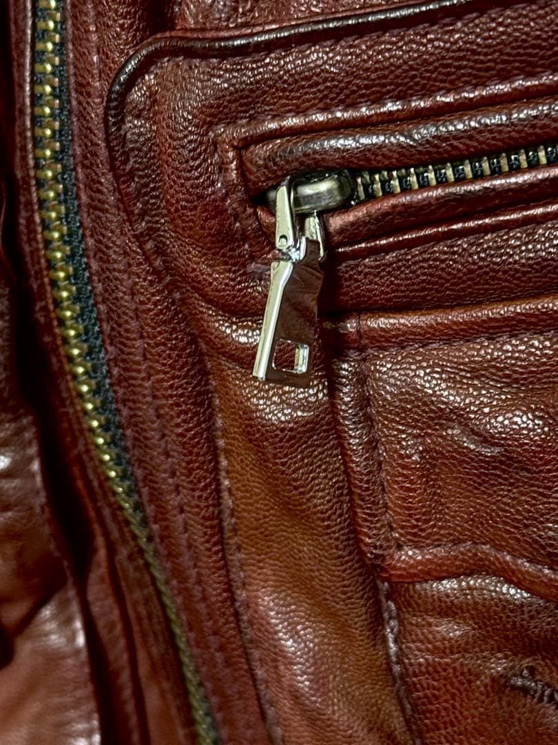 ABORDAGE 赤茶 バーガンディ レザー ライダース 46 M65