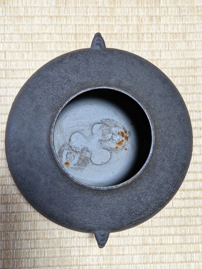 ♦茶釜 浪速の釜師 橋本辰敏作 鷺地紋 阿弥陀釜 共箱 茶道具 金属工芸 骨董品