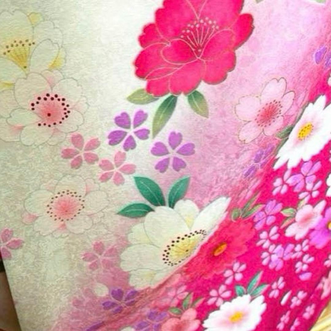 【トールサイズ】京都きもの友禅 振袖 白地 舞花文 ラメ刺繍 ②