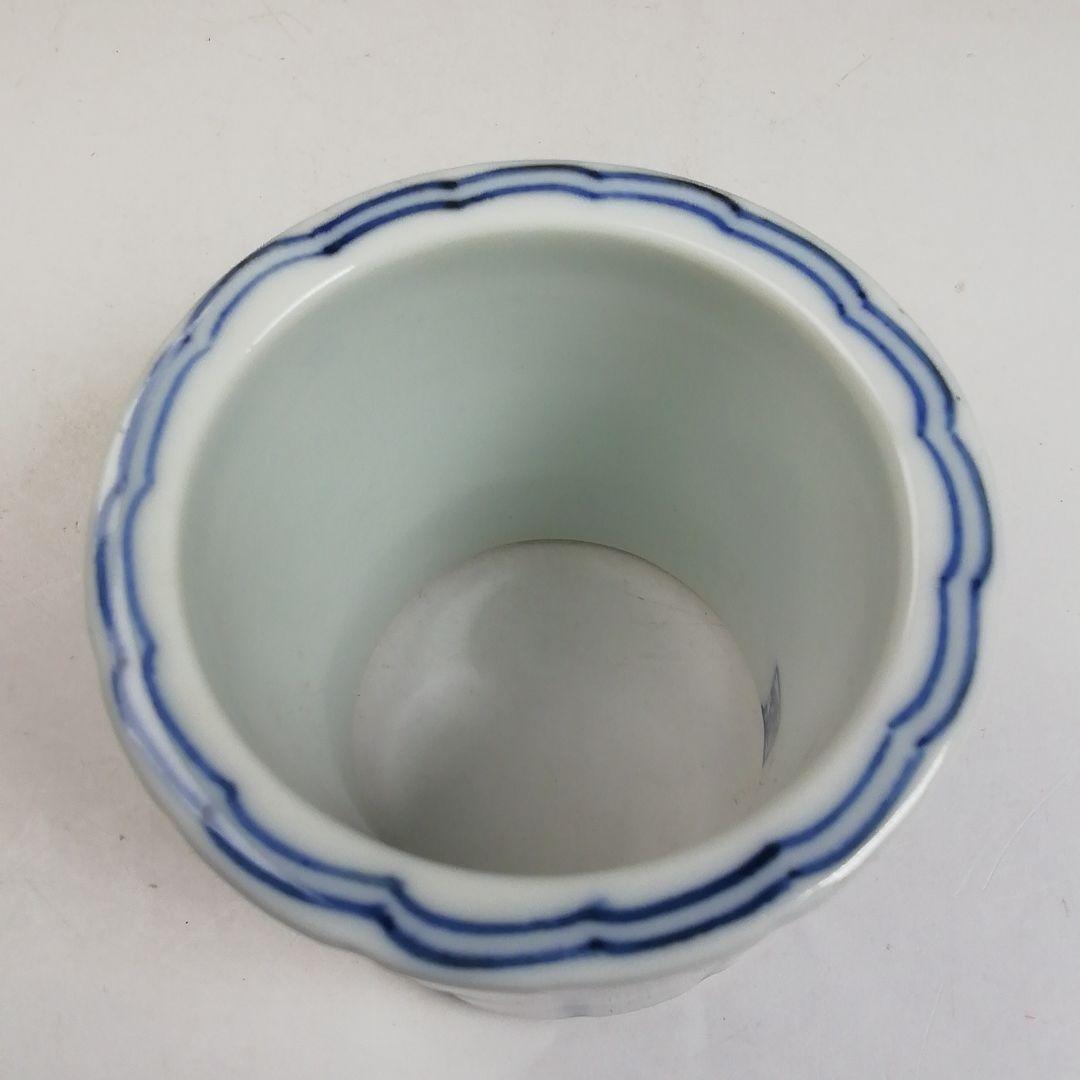 Ｗ１０１　蓋置　『染付　桶川』『西村徳泉 造』　共箱　茶道具