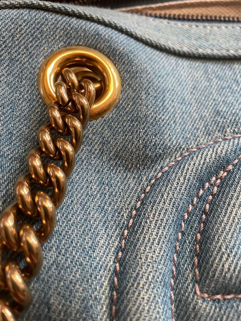 GUCCI デニムブルー ショルダーバッグ 保存袋付き