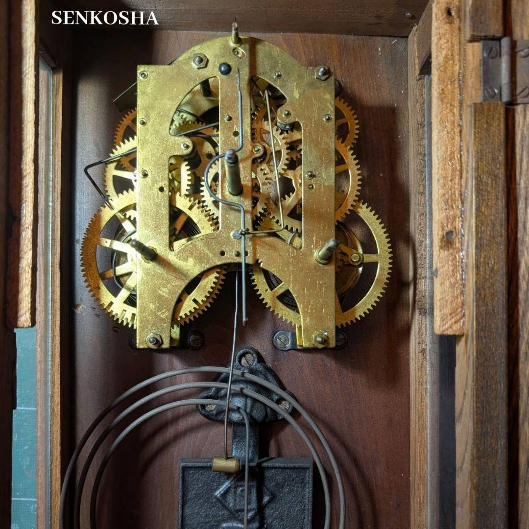 アンティーク掛時計　古時計　振り子機械時計　ゼンマイ振り子時計