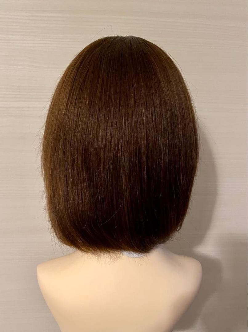 全人毛100% 　自然　広い　人工肌　つむじカバー　30cm　ブラウン　　ボブ❤