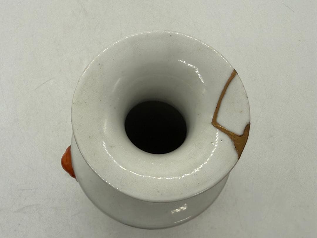 中国　清時代　粉彩　牡丹紋獅子耳瓶　天津興隆出品　送料込み251015