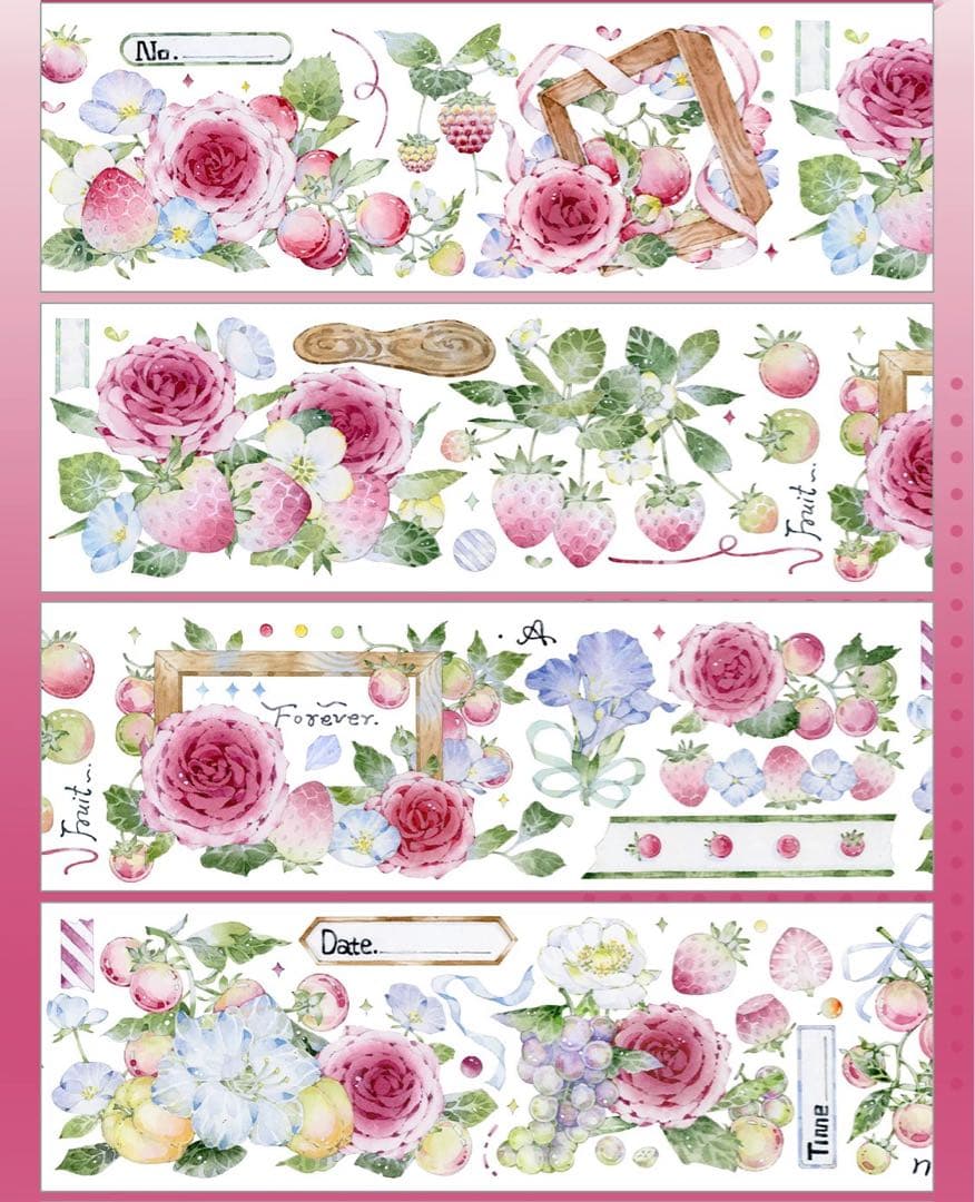 ⭐️SALE⭐️ 木皆原创《玫莓双蜜》海外マスキングテープ マステ 【2721】