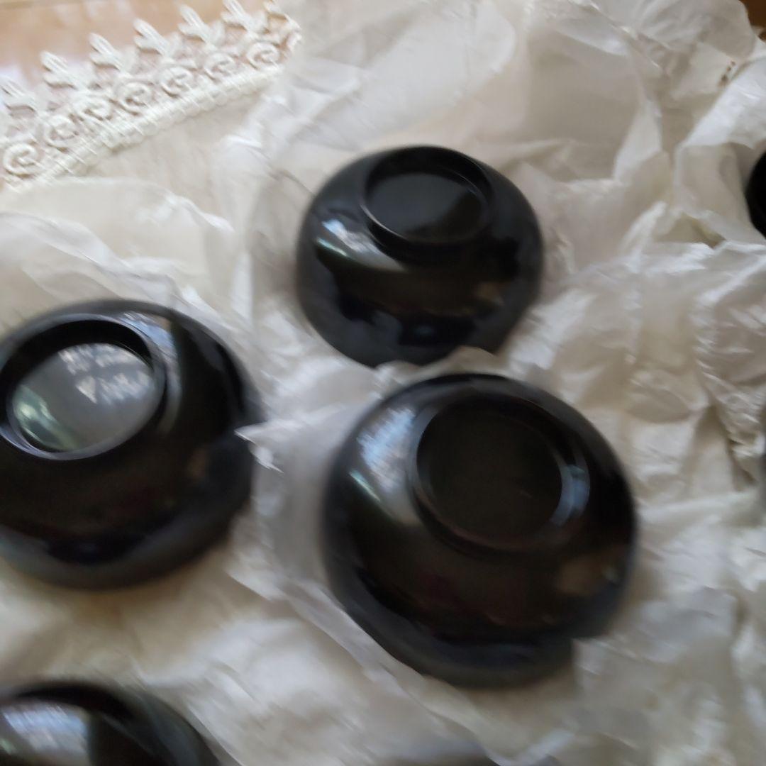 浄法寺塗　うるみ工芸　漆器 黒色椀 ５個セット 蓋付き　新品未使用
