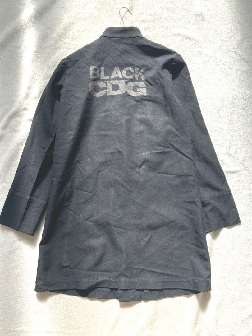 プリキンブラックコムデギャルソン　ポリ縮　ロング丈　チャイナジャケット　M