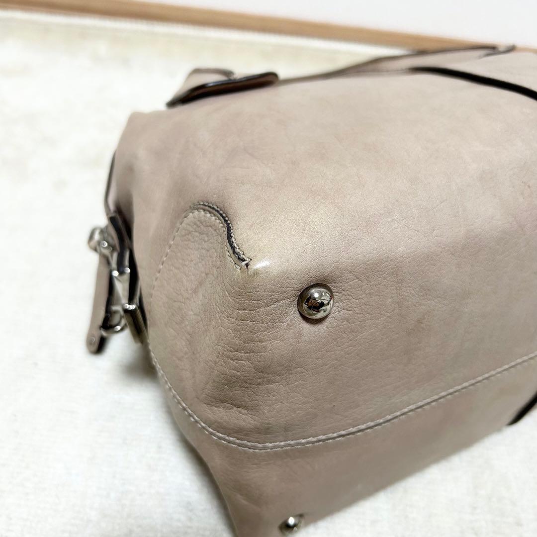 美品　トッズ　TOD'S Dスタイリング　ボストンバッグ　オールレザー　ベージュ