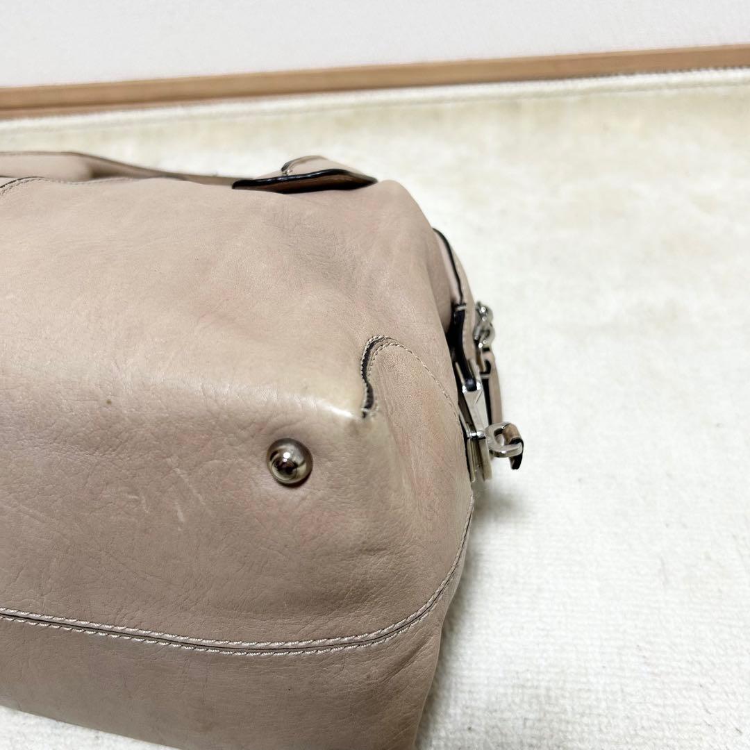 美品　トッズ　TOD'S Dスタイリング　ボストンバッグ　オールレザー　ベージュ