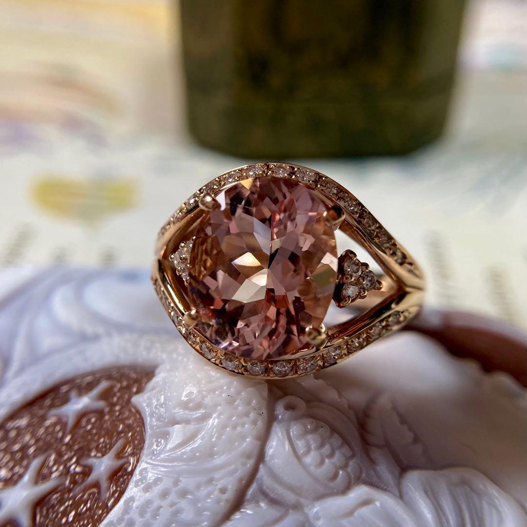 専用です　ピンクゴールド モルガナイト3.57ct ダイヤモンド　指輪　リング