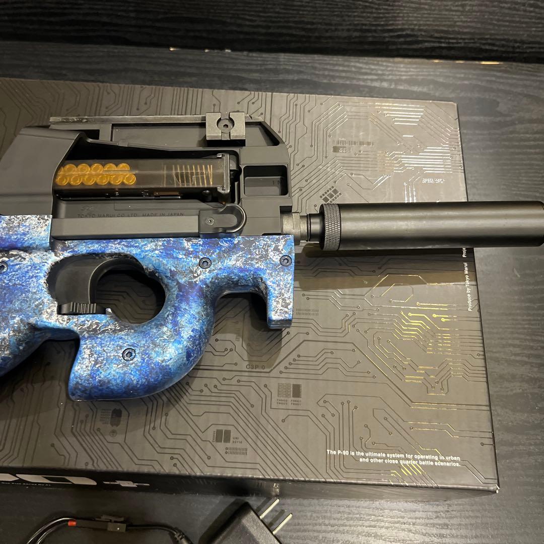 東京マルイ　電動ガンプラスシリーズ　P90+ ラップ塗装品　充電器電池付き