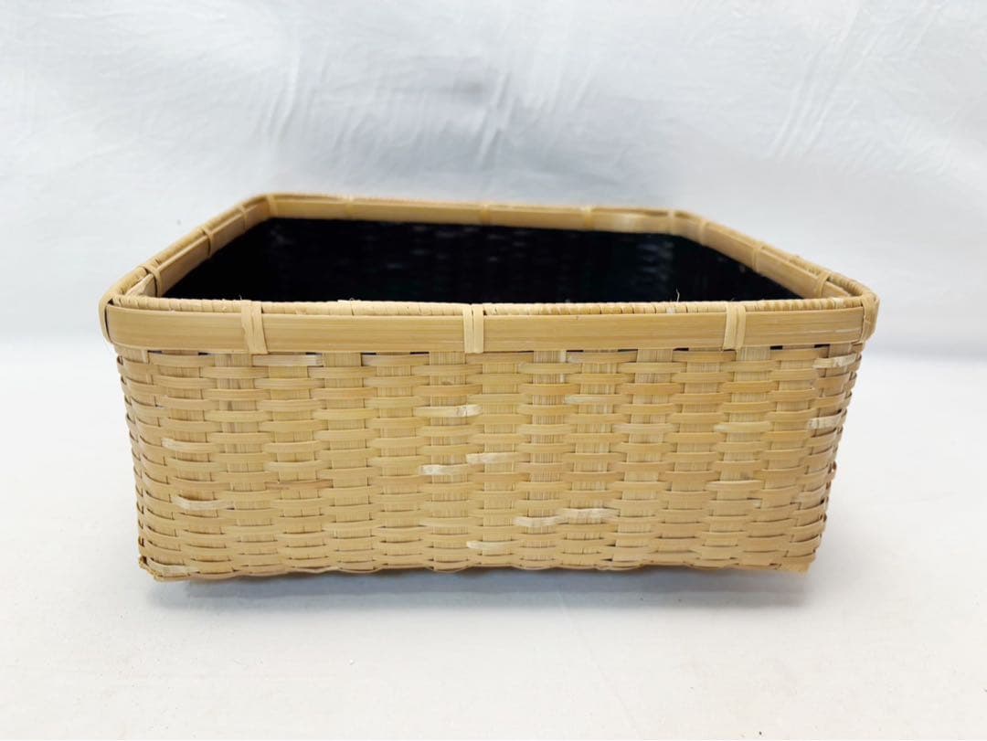 美品 茶道具 平安 竹美斎 炭取 松山篭 炭斗籠 竹工芸 竹細工 炭道具 共箱