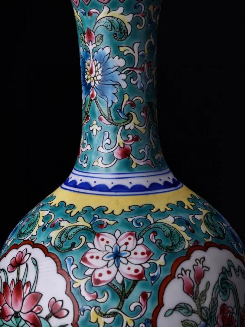 中国古美術・旧蔵珐琅彩瓷器花瓶・純手描き・茶道具・置物・観賞瓶・文房具·時代物