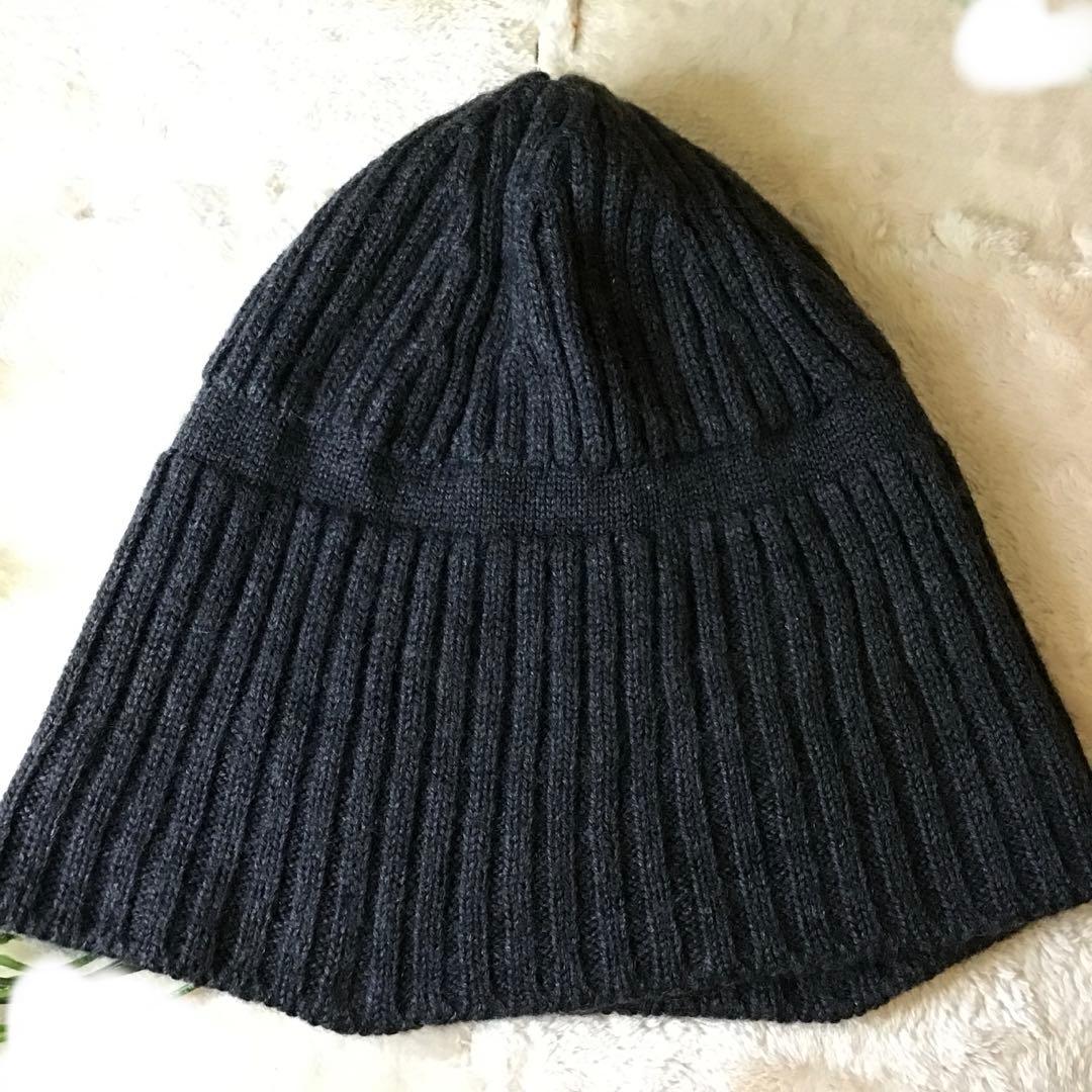 プラダ　PRADA ニット帽　ビーニー　リブ編　ユニセックス ダークグレー　美品