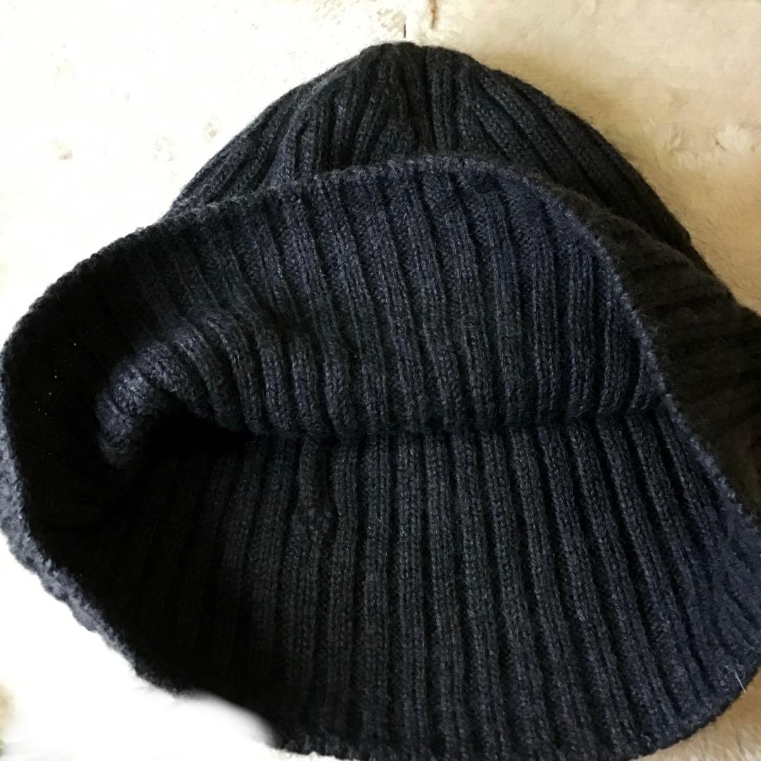 プラダ　PRADA ニット帽　ビーニー　リブ編　ユニセックス ダークグレー　美品