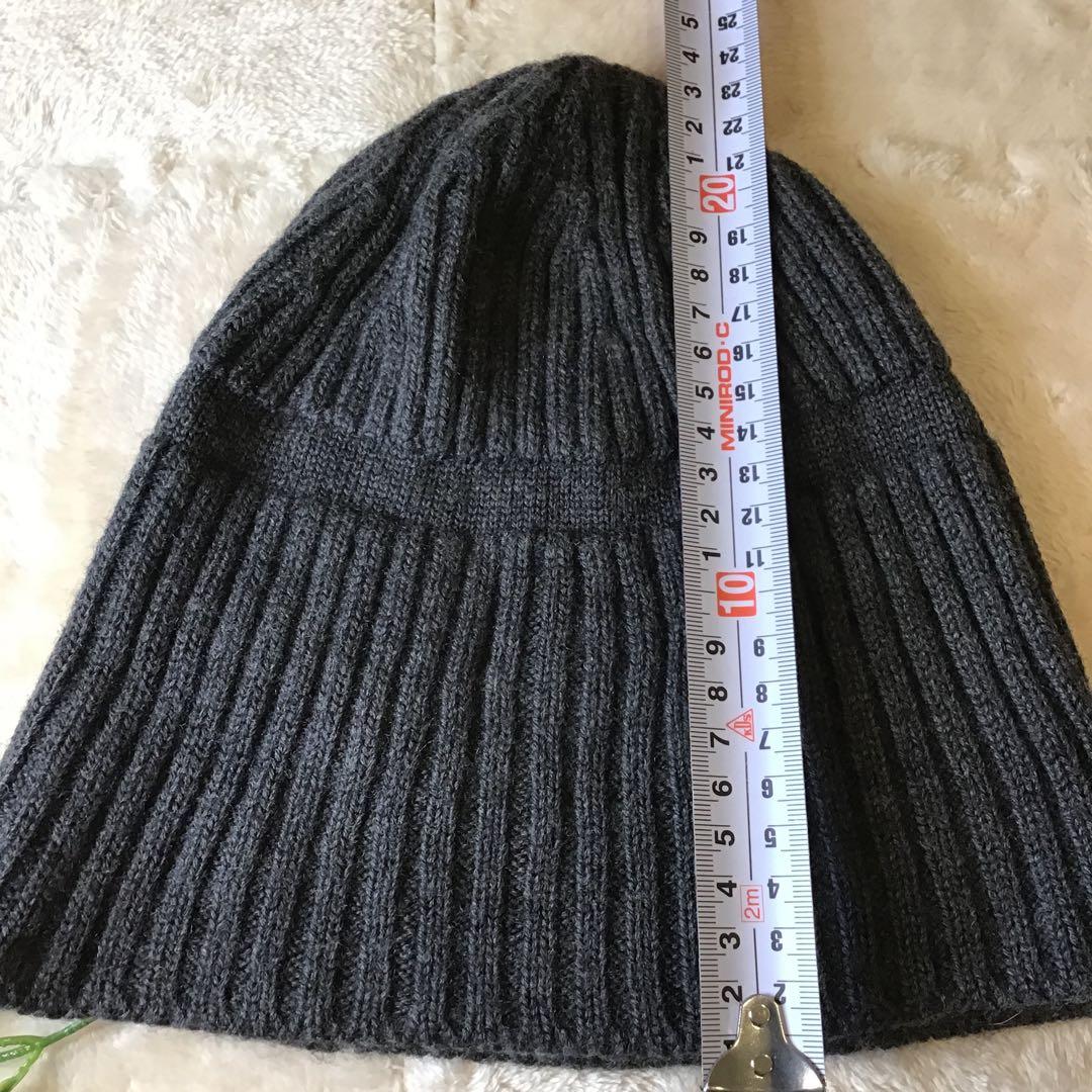 プラダ　PRADA ニット帽　ビーニー　リブ編　ユニセックス ダークグレー　美品