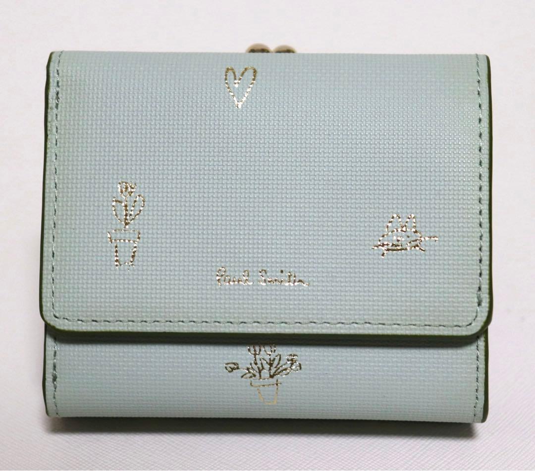 《ポールスミス》新品 ネコちゃん・ハート箔押し レザーがま口3つ折り財布 口金