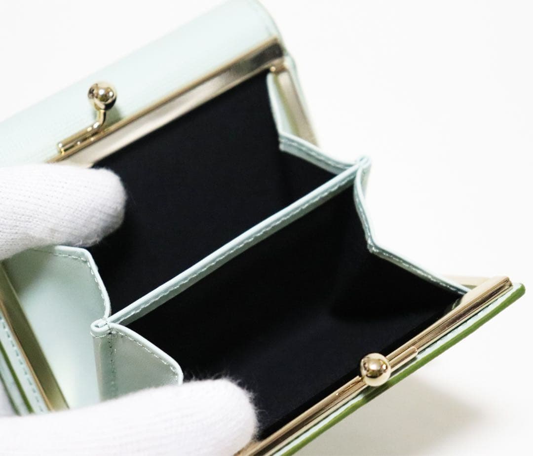 《ポールスミス》新品 ネコちゃん・ハート箔押し レザーがま口3つ折り財布 口金