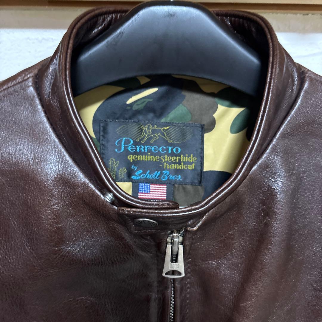 超美品schott&ABathingApeコラボLサイズ