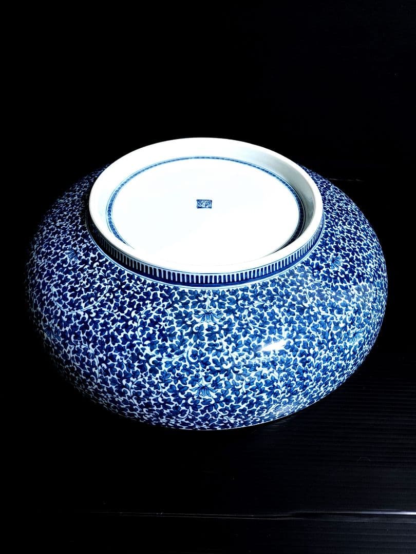 葉山有樹 細密画大鉢 古伊万里粟に鶉画銅鑼鉢 直径：約44.3cm