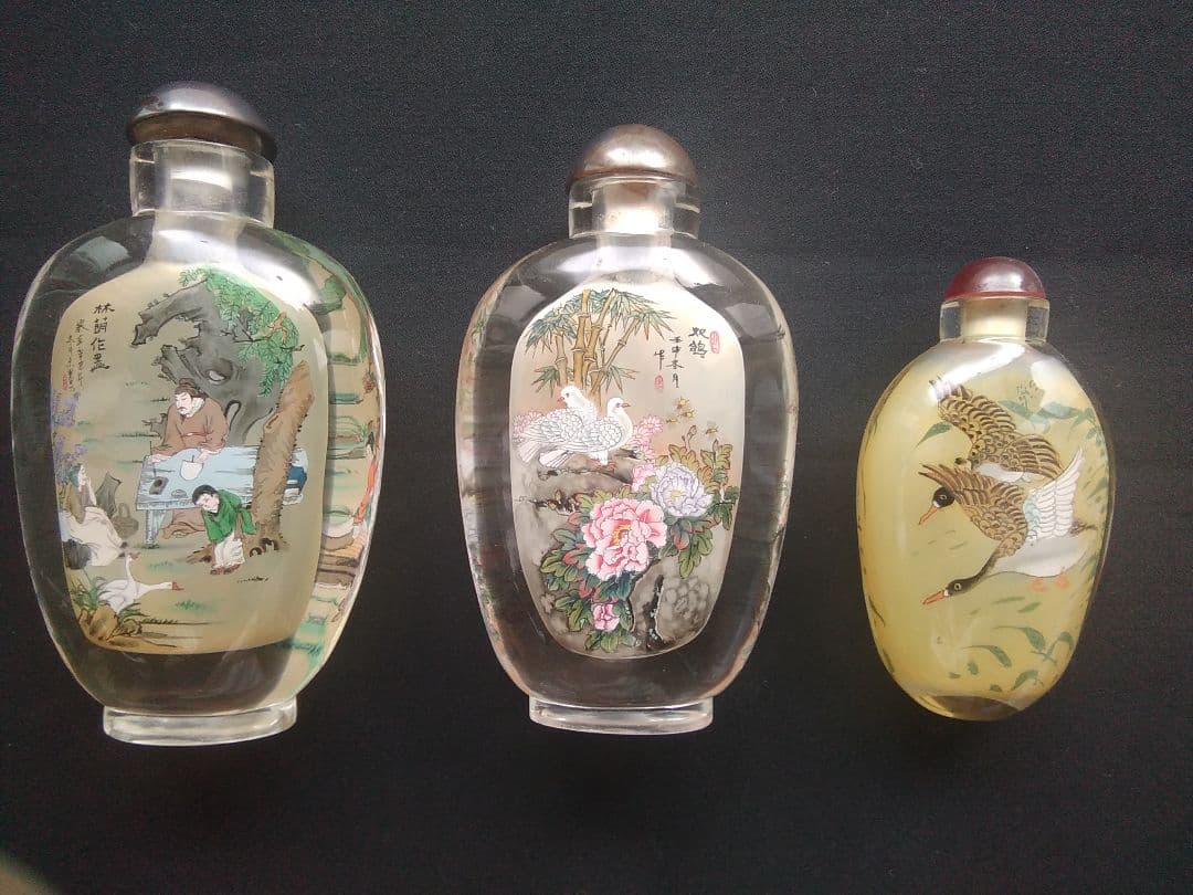 鼻煙壷（びえんこ）3本セット　瓶の内側に描画