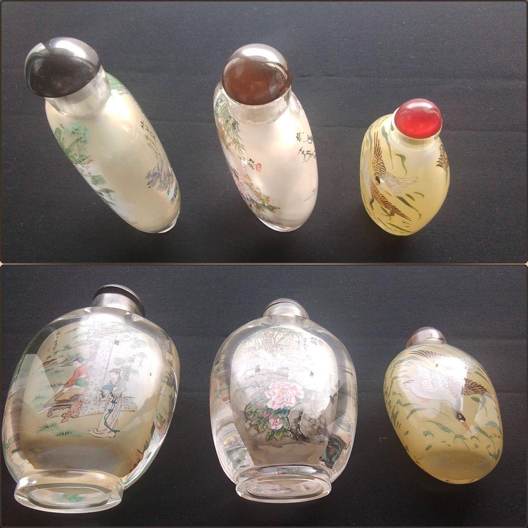 鼻煙壷（びえんこ）3本セット　瓶の内側に描画
