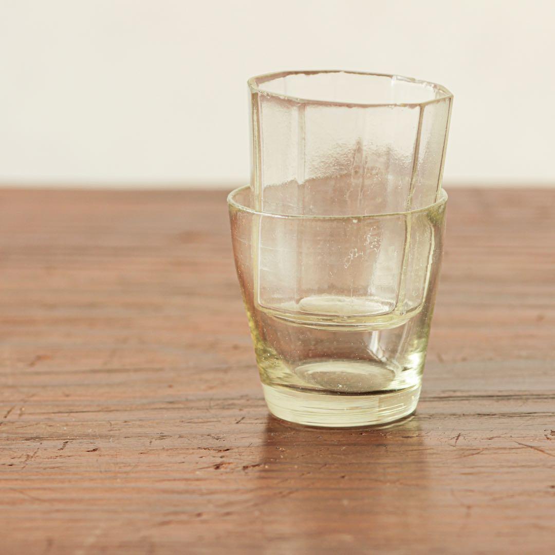 明治　大正　ガラス　面取り　ちょこ　猪口　酒器　酒盃　ゆらゆら