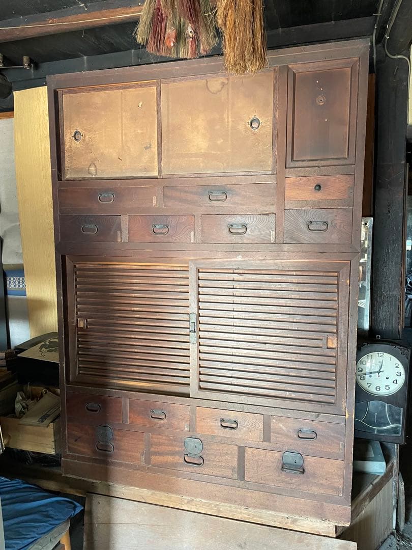 引取限定　水屋箪笥 和箪笥 昭和レトロ アンティーク 和家具 木製 レトロ 古民