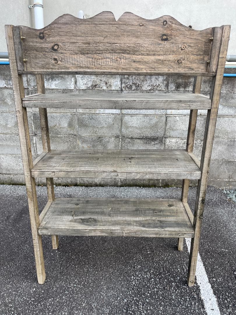 ★ オープンシェルフ 幅80 薄型 シェルフ アンティーク 北欧 風 レトロ