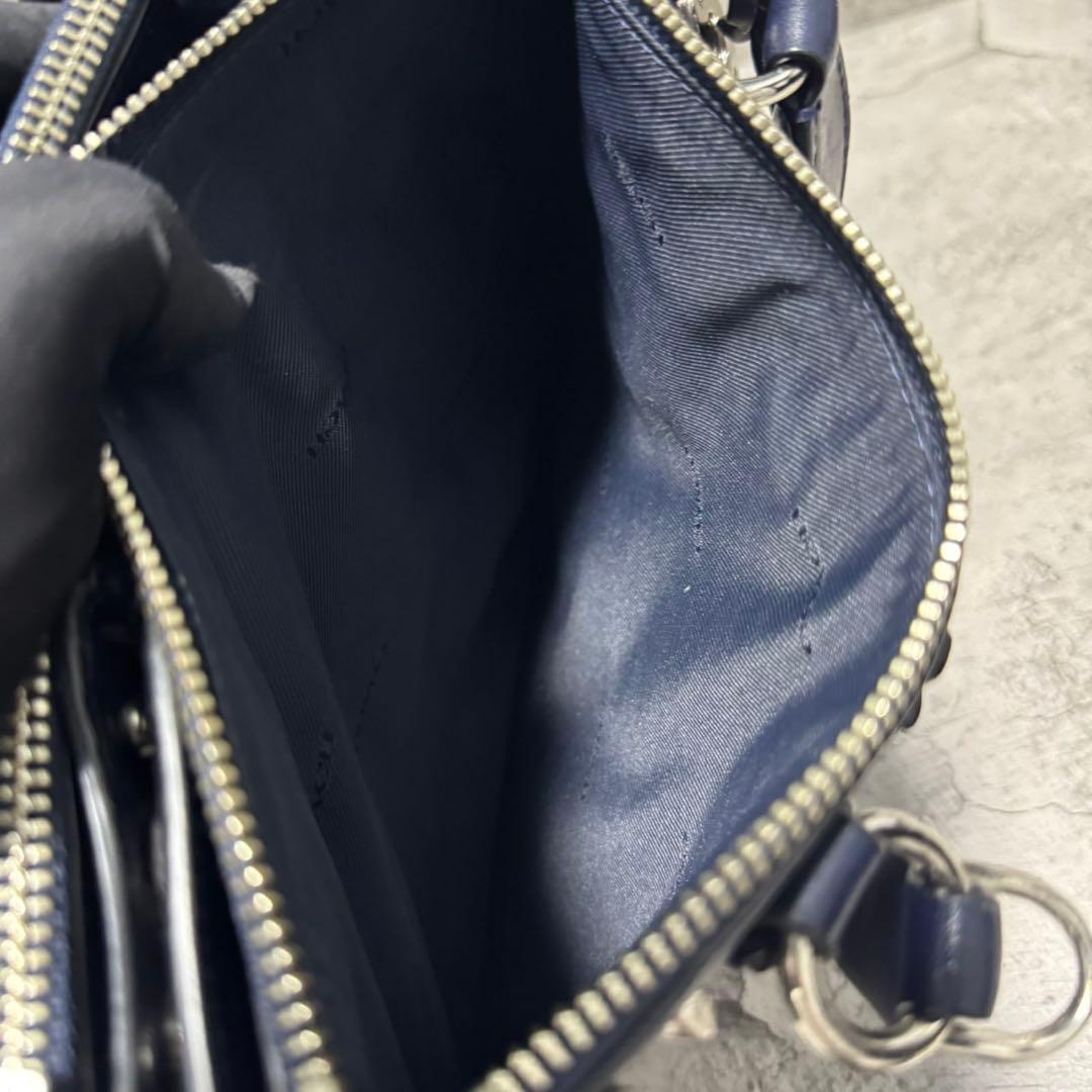 極美品✨️希少 コーチ ハンドバッグ キャリーオール ターンロック 本革 花 紺