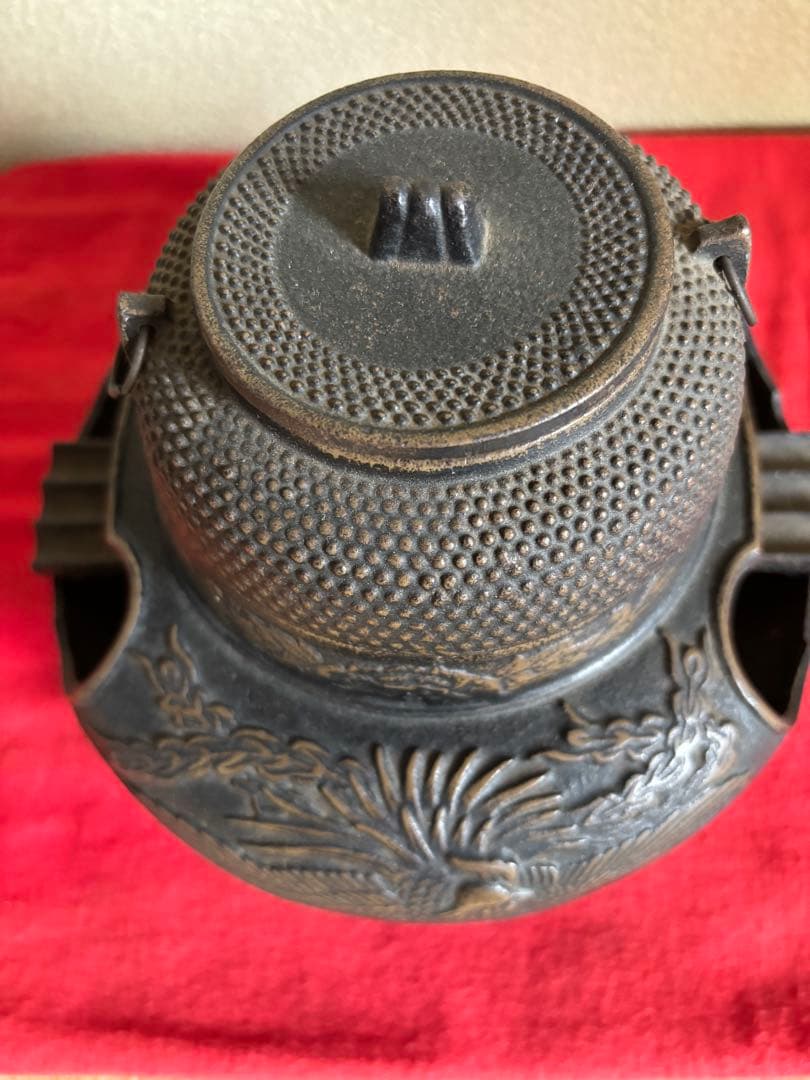 鋳鉄製 茶釜 風灰皿鳳凰浮彫りデザイン