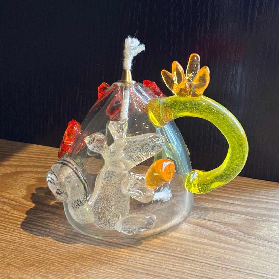 【新品未使用】リスとチューリップのガラスオイルランプ（キッタヨーコ）